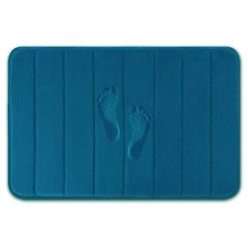 Yimobra Memory Foam Bath Mat Large Size 31.5 by 19.8 Inches, Soft and Comfortable, Super Water Absorption, Non-Slip, Thick, Machine Wash, Easier to Dry for Bathroom Floor Rug, Peacock Blue