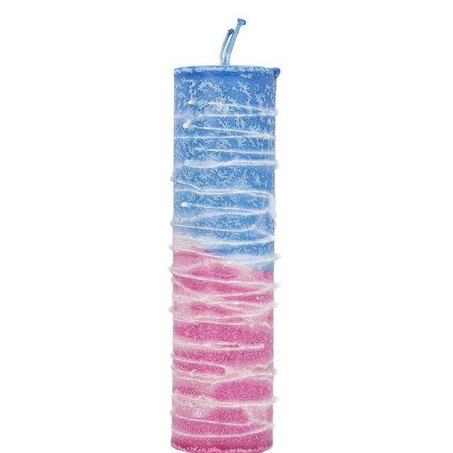 SHALHEVET LIGHT Safed Candle Company Tall Pillar Havdalah Candle Hand Dipped Made in Israel (Calm Blue Pink)