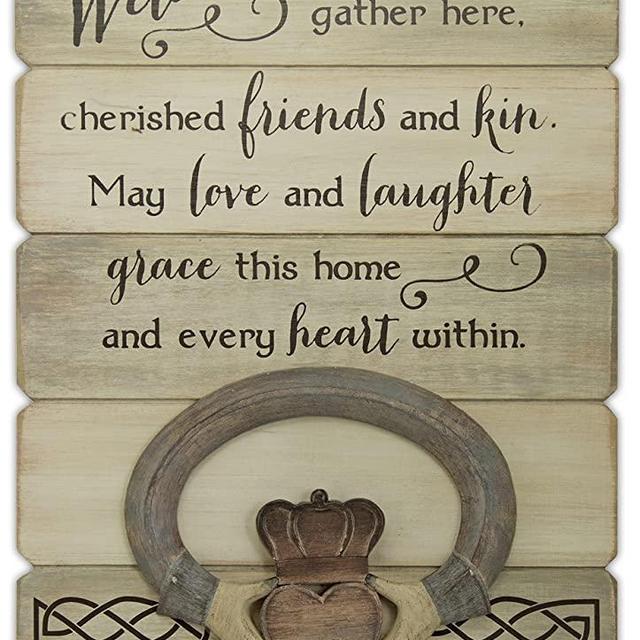 Abbey Gift, Khaki Tan, (Abbey & CA Gift) Irish Welcome Claddagh Wall Plaque, 10" x 14" x 1", Inches