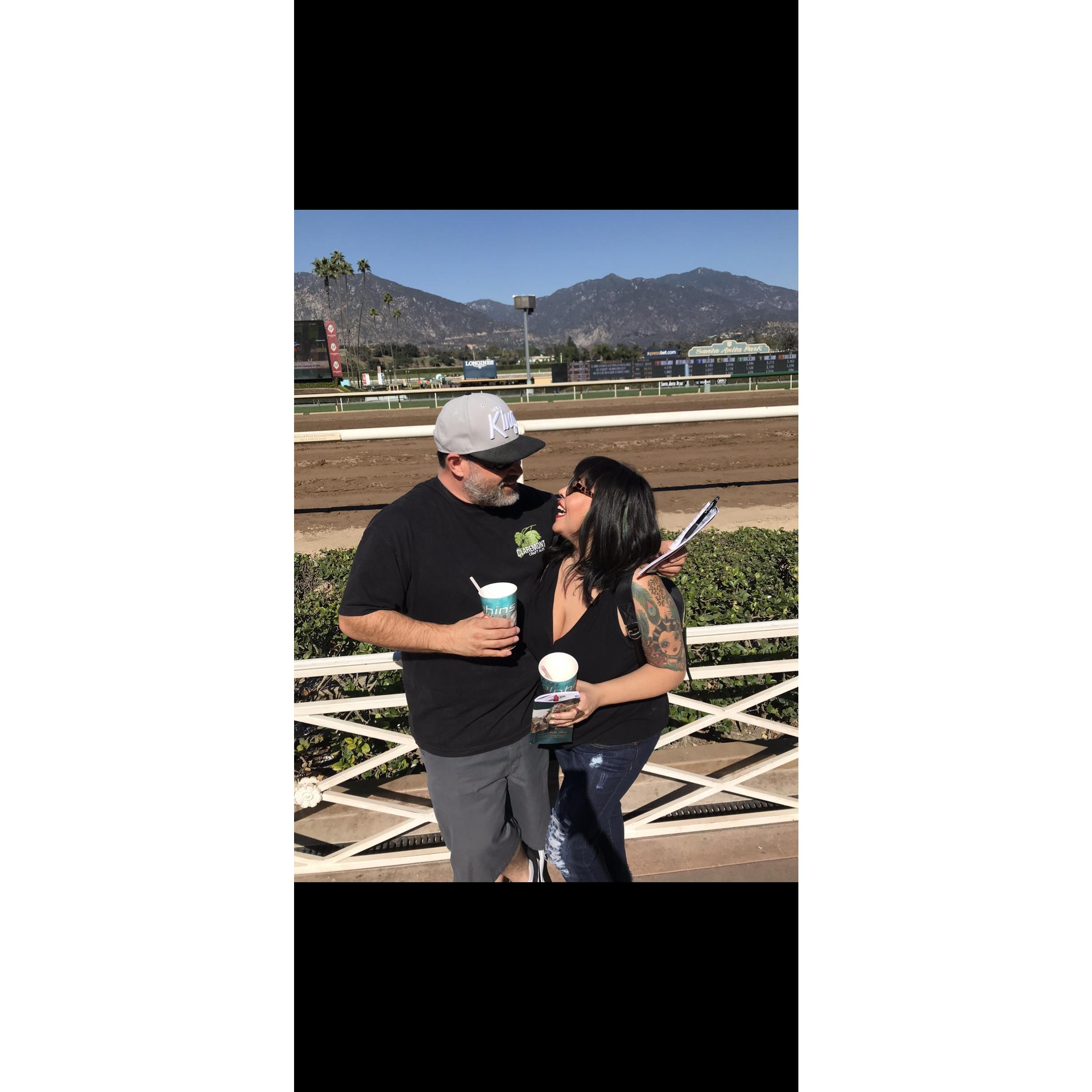 Day at the Race track .
Teaching Rick how to win!