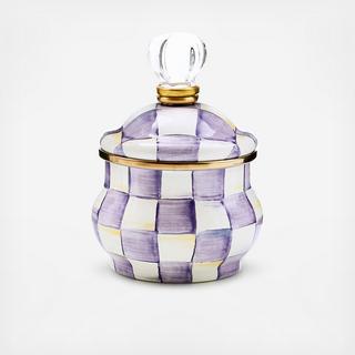 Violet Check Lidded Sugar Bowl