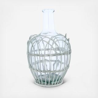 Glass Bottle in Woven Bamboo Sleeve