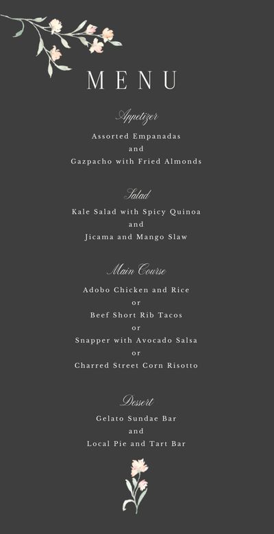 Black Oval Wedding Menu - Bianca