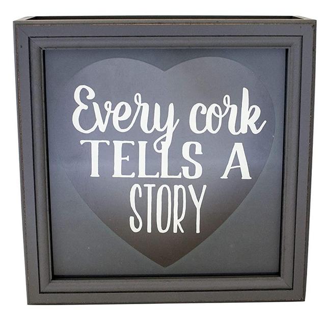 Shadowbox Wine Cork Holder Every Cork Tells A Story 10-Inch Gray