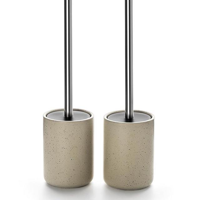 Viosuniu Land Series Ceramic Toilet Cleaner Brush and Holder Set for Bathroom, Non-Scratching Toilet Bowl, Rust-Proof (2 Pack)