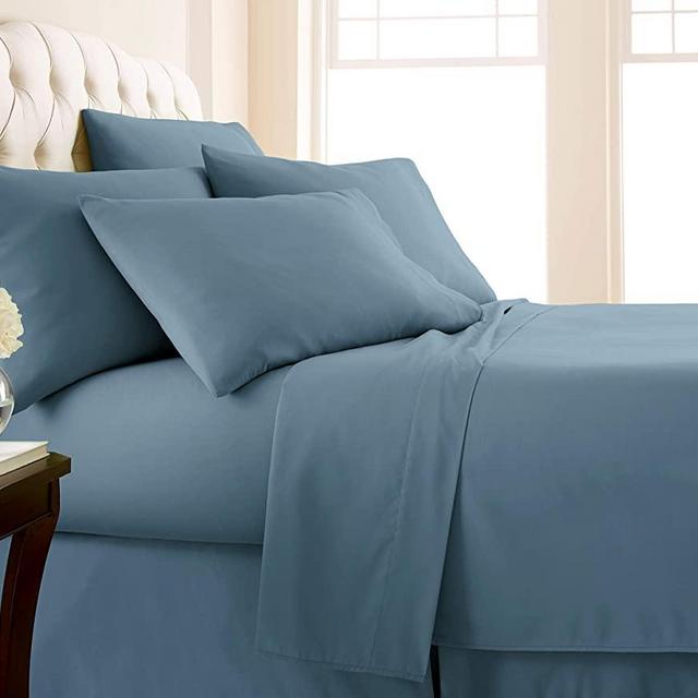 Vilano Springs - Premium Collection 6-Piece, 21 Inch Extra-Deep Pocket Sheet Sets, Coronet Blue, King