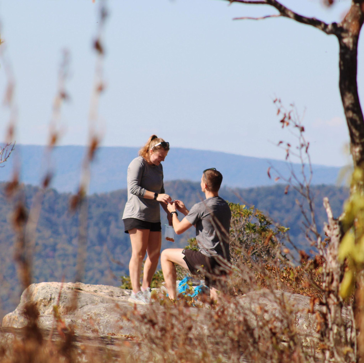 The Proposal! Taken by our friend Noah on top of Tinker Cliffs.