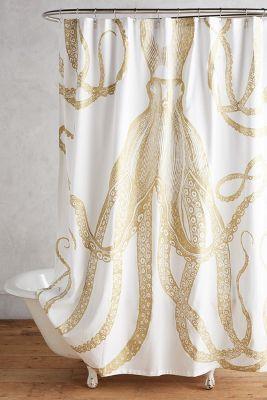 Golden Octopus Shower Curtain