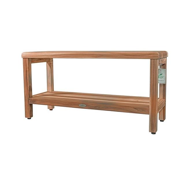 EcoDecors, Eleganto, 35", Teak Shower Bench, Shelf, Teak Shower Stool, Teak Shower Seat, Teak Shower Bench for Inside Shower, Shower Teak Bench, Natural Teak Color, 35 Inch, 18 Inch Height