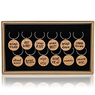 Funny Wine Glass Charms (Cork, 12 Pack)