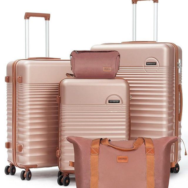 CONCEPTEN Luggage Sets 5 Piece, Suitcases with Wheels, Hardshell Suitcase Set, ABS Carry on Luggage Set with TSA Lock, Travel Luggage