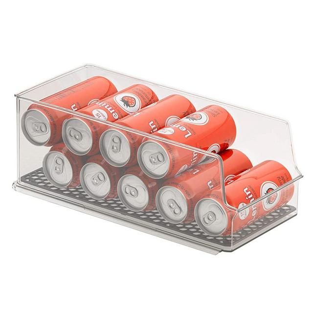 Spectrum Diversified Hexa in-Fridge Bin, Tall Holder Dispenser Rack for Storage and Organization, Holds Drink Cans, Meats, Produce, and More, Clear