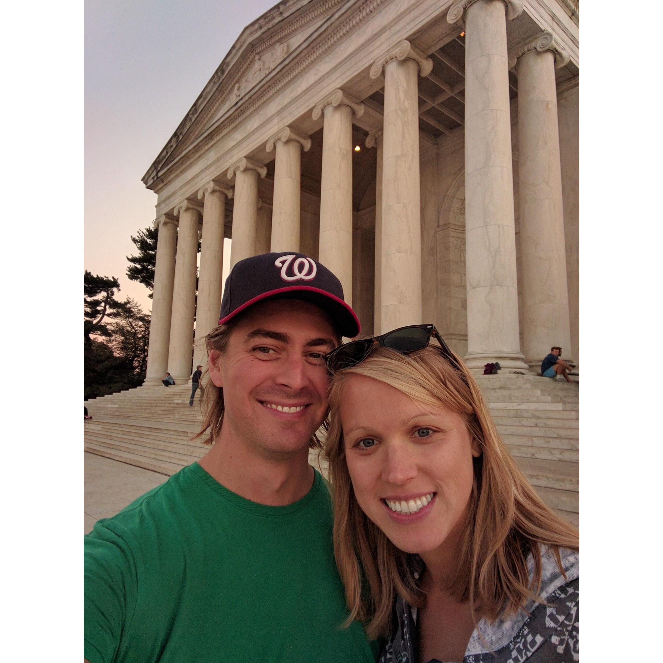 A post-swim stop at the Jefferson Memorial, 2016