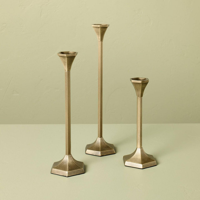 3pk Brass Candlestick Set - Hearth & Hand™ with Magnolia