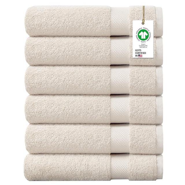 Delara 100% Organic Cotton Towels 650 GSM Plush Feather Touch Quick Dry Bath Towel, Pack of 6 GOTS Certified, Oeko-Tex Green Certified, Organic Cotton Bath Towel, 30"X58"