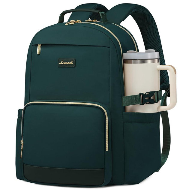 LOVEVOOK Laptop Backpack for Women with Pouch Pocket for Large Capacity Cup,15.6 Inch Laptop Computer Bag Travel Backpack Purse,Waterproof Work Business Backpack College Teacher Bags,Dark Green