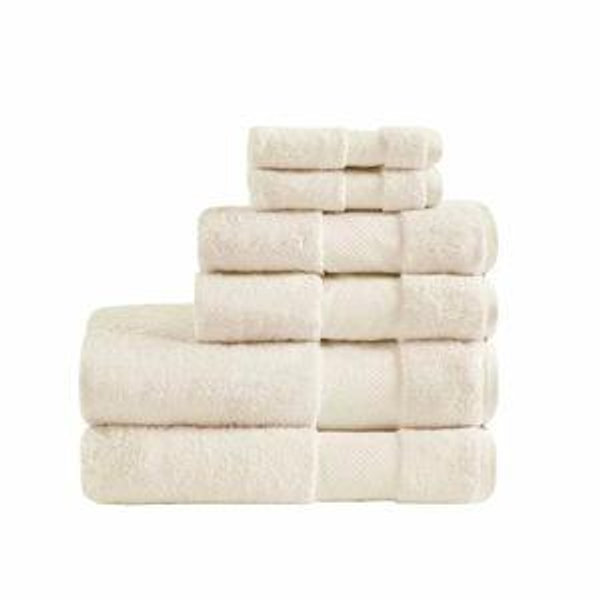 Madison Park 6pc Bath Towel Set: Natural Color, Microfiber, Machine Washable, Non-Slip Backing