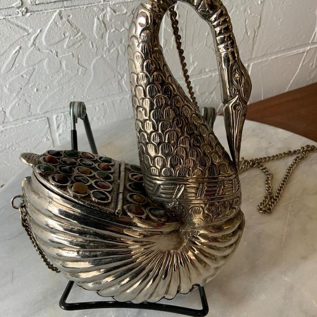 Antique metal swan purse