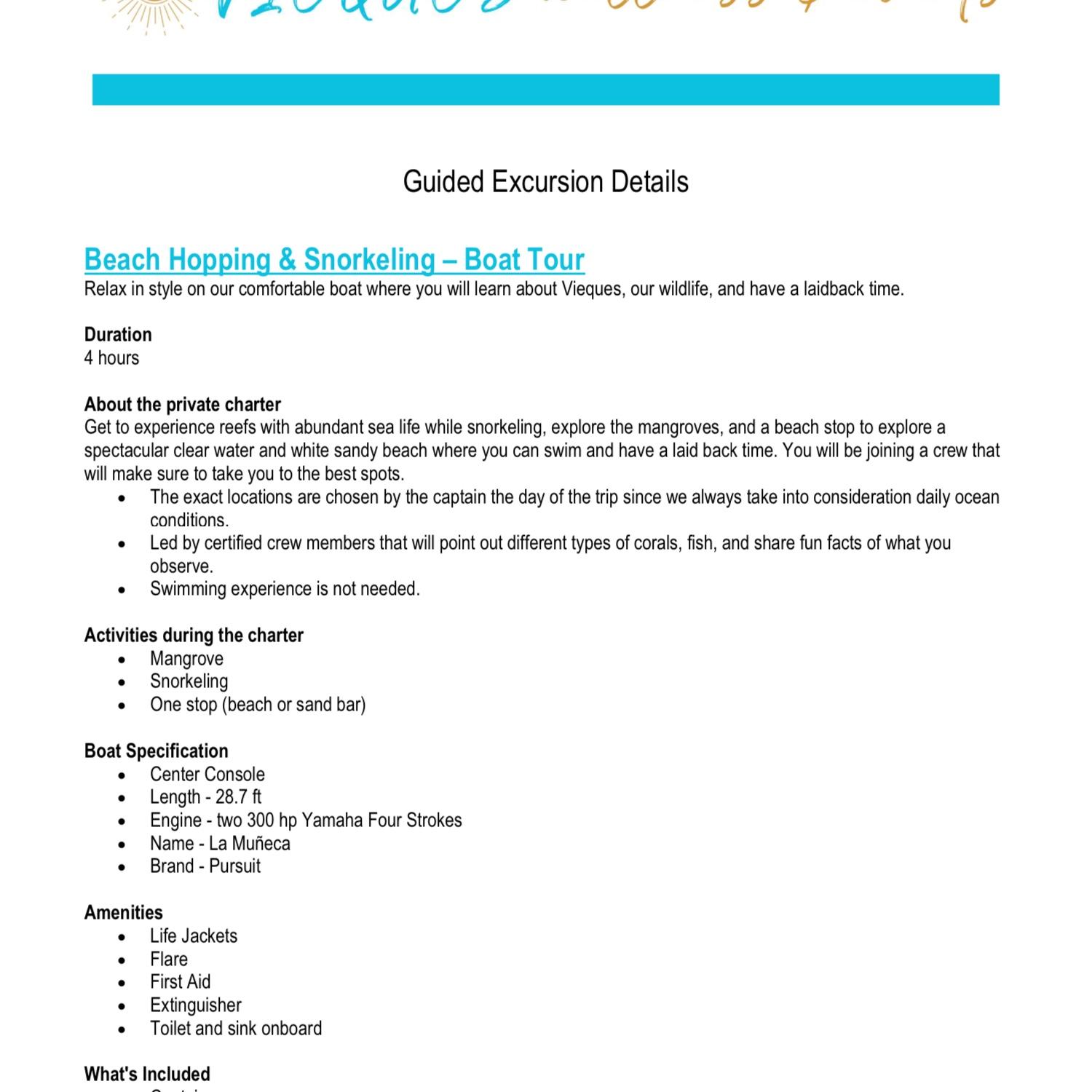 Detailed excursion information