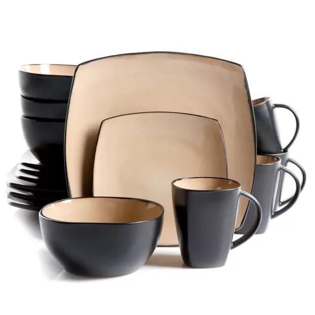Gibson Home Amalfi 16-Piece Dinnerware Set in Taupe