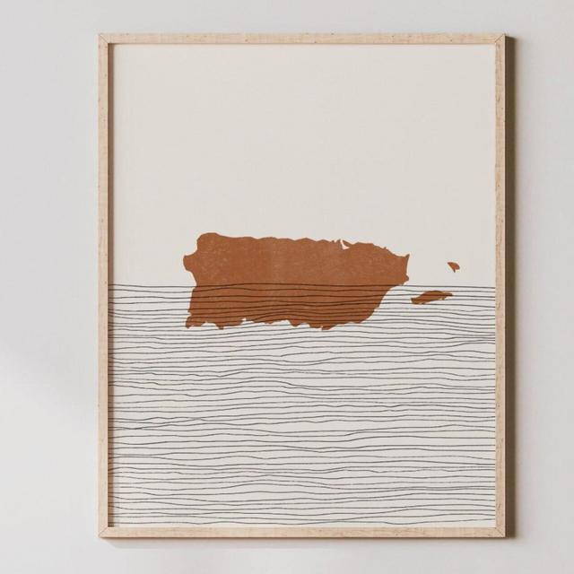 Puerto Rico Print - Boho Puerto Rico Wall Art and Decor, Country Travel Poster, Puerto Rican Map Silhouette and Gift Idea