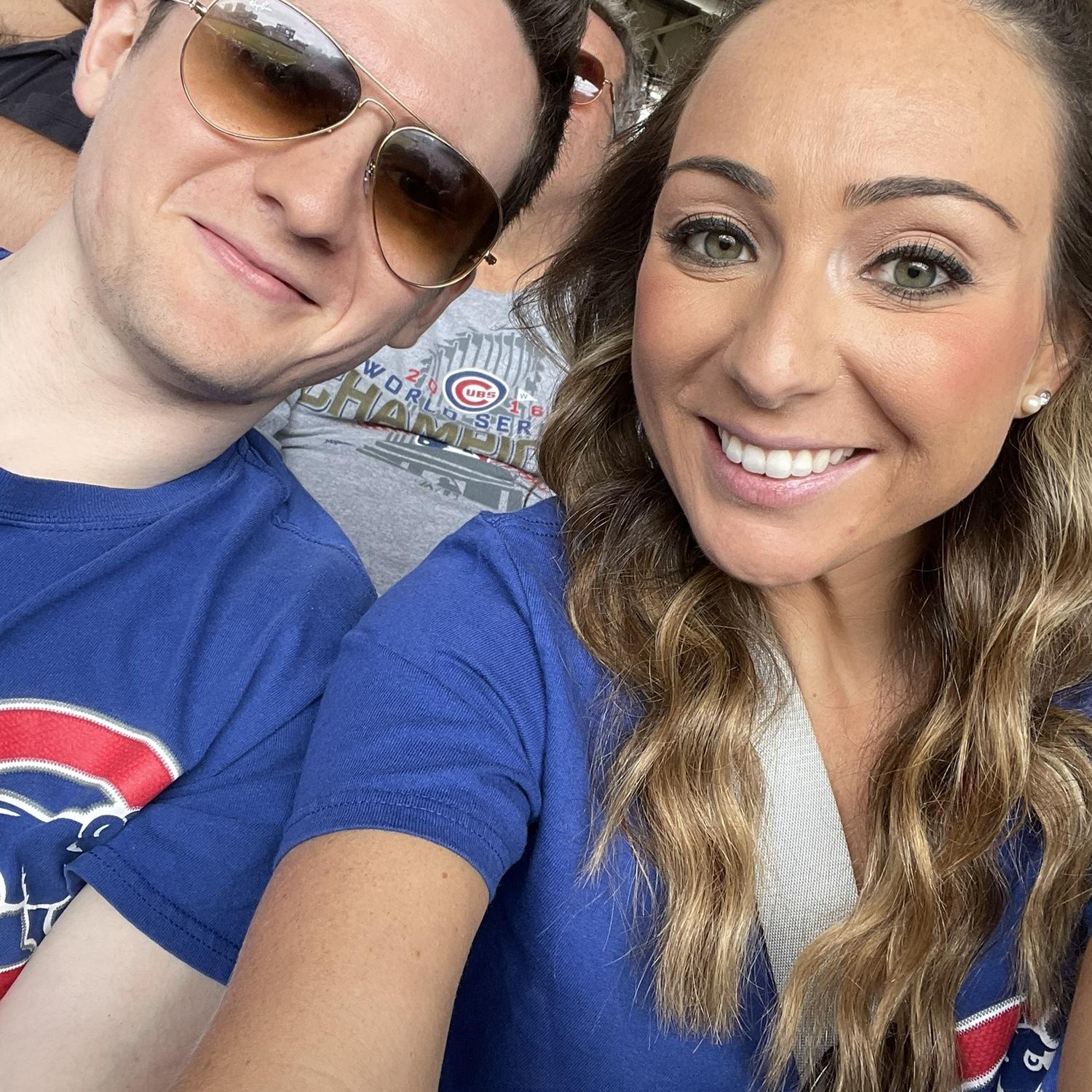 Our first picture together at our first Cubs game!