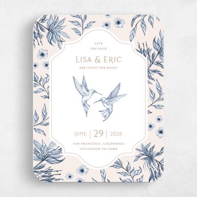 Beige Rounded Wedding Save the Date - Brenton Portrait