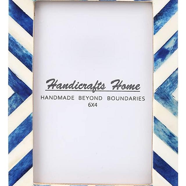 Handicrafts Home Picture Photo Frame Chevron Herringbone Art Inspired Vintage Wall Décor Gift Frames - 4x6 Blue