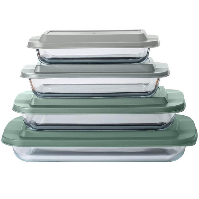 COOK WITH COLOR 8 PC. Glass Baking Dish Set with Lids - Deep Casserole Dish, Glass Food Container, Oven, Freezer and Microwave Safe, Clear Container