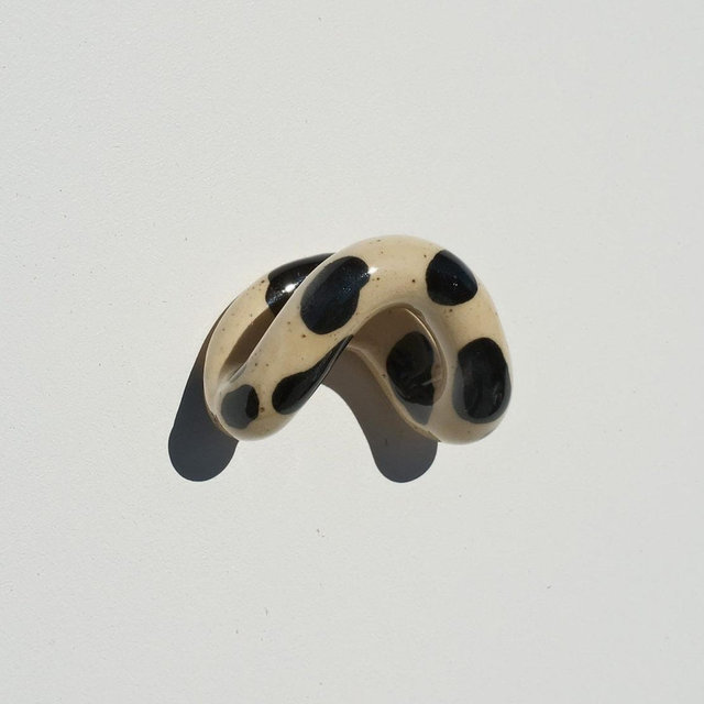 Cow Print Ceramic Wall Hooks Decorative Handmade Coat Hook / Colorful Pattern Hook - Brown MooMoo