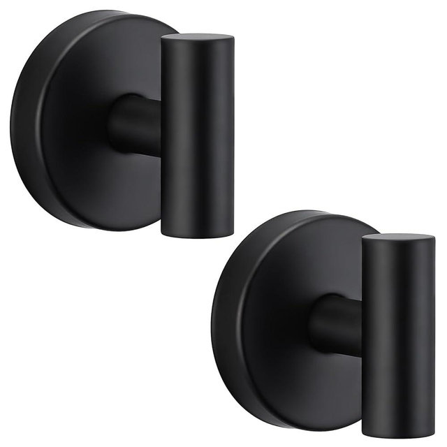 warlve Suction Cup Hooks No Drill Stainless Steel Shower Hooks Towel Hook Robe Hook Heavy Duty on Smooth and Non-Porous Surfaces in Bathrooms Kitchen Bedroom (2, Matte Black)