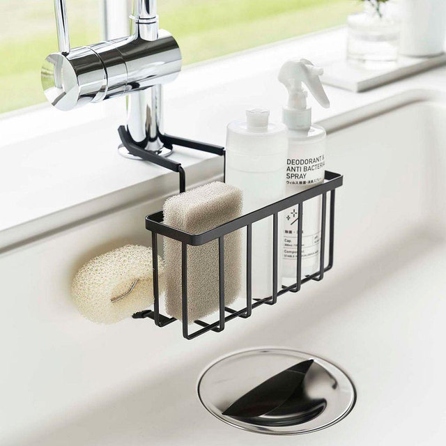 Yamazaki Faucet-Hanging Sponge Caddy, Black