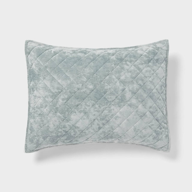 Standard Luxe Diamond Stitch Velvet Quilt Pillow Sham Light Teal Green - Threshold™