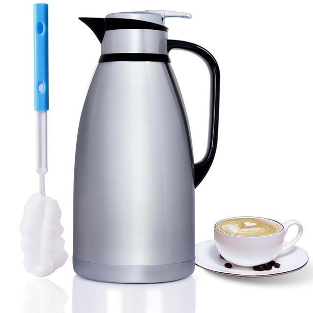 Thermal Coffee Carafe 102OZ, Goteble Double Wall Vacuum Flask, 3L Large Capacity Suitable for Large Family and Small Party Silver