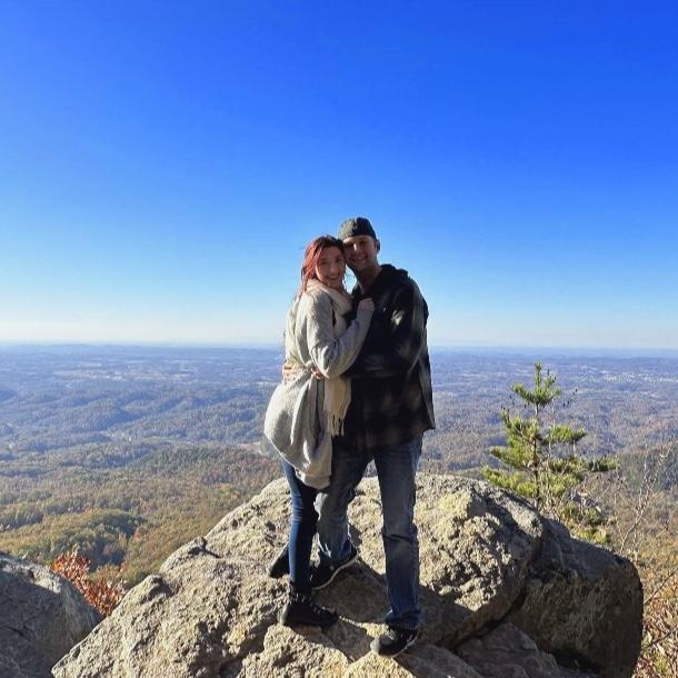 During our ATV ride! (Yes I would’ve fallen off that rock if he hadn’t been there!)
