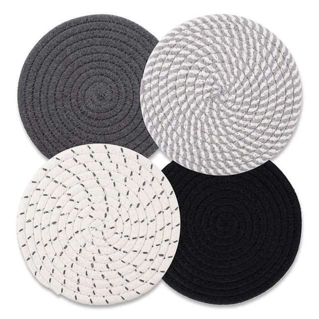 Trivets for Hot Dishes, Hot Pads for Kitchen, 7'' Trivets for Hot Pots and Pans, Pot Holders for Kitchen, Pot Holders Heat Resistant 4-Pcs, Trivets for Table, Kitchen Essentials for New Home