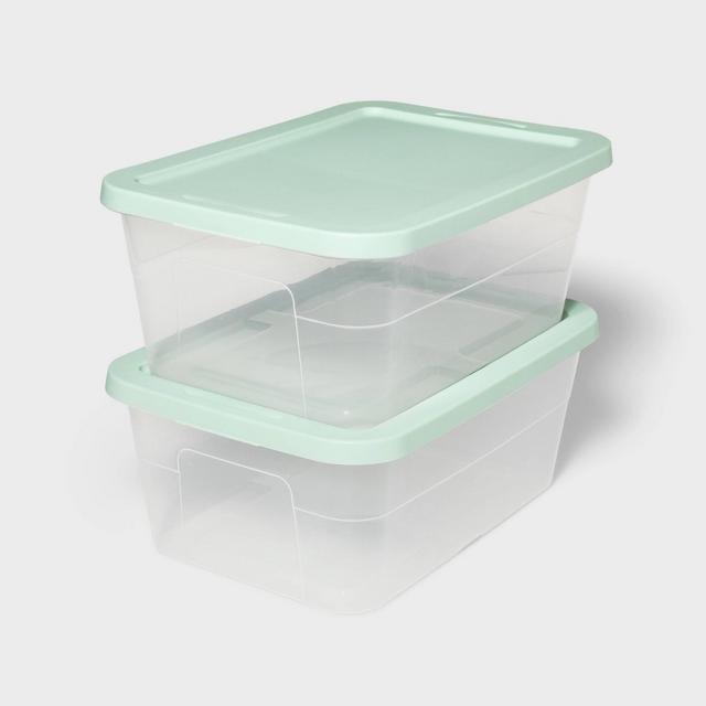 2pk 15qt Storage Boxes Green - Room Essentials™