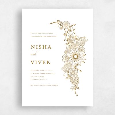 White Wedding Invitation - Sambac Portrait