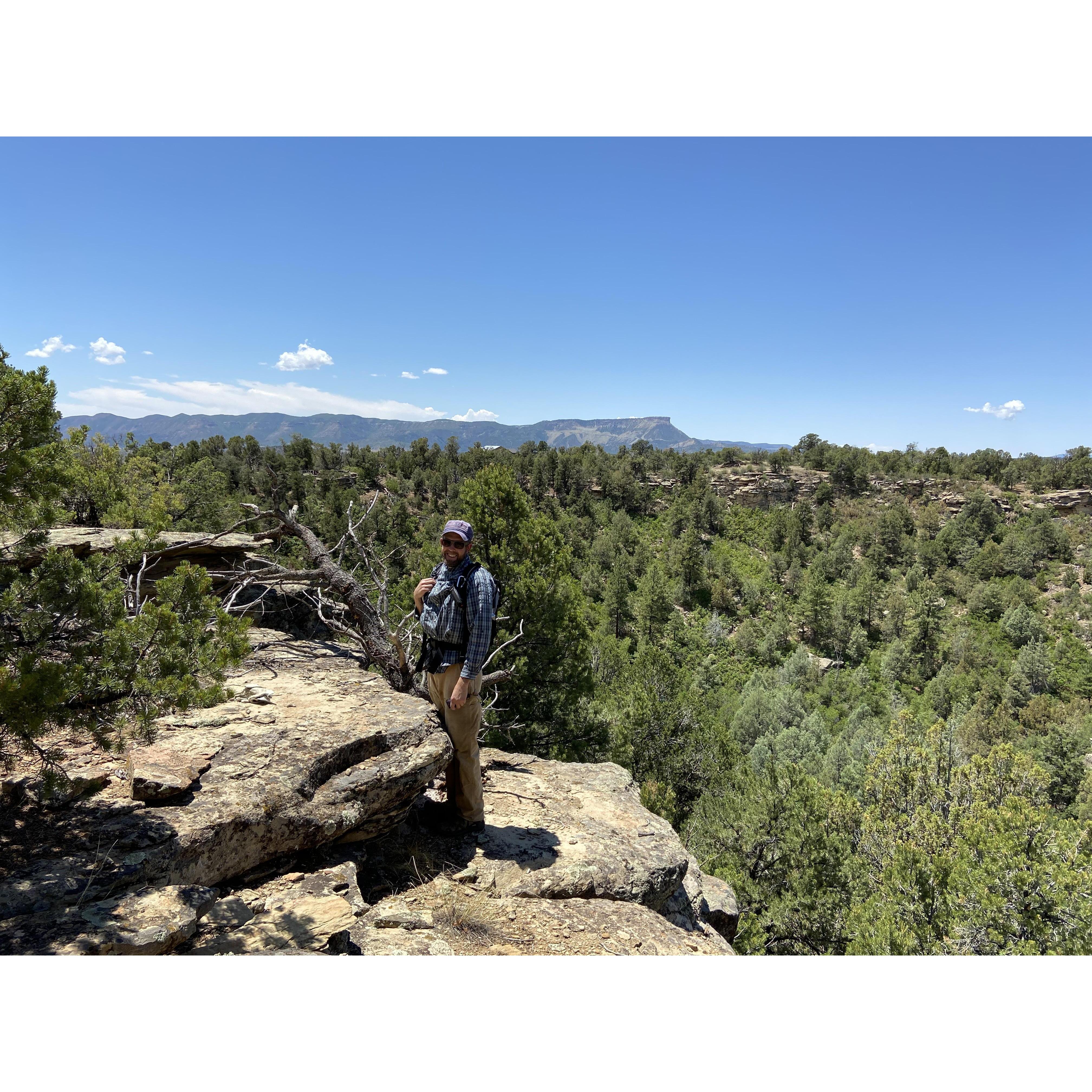 View of Mesa Verde while hiking the back acres of the ranch (July 2020)