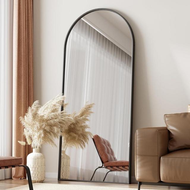 ZMYCZ Full Length Mirror, 71"x30" Arched Floor Length Mirror, Oversized Standing Mirror, Hanging or Leaning Against Wall Mounted Mirror, Large Full Body Mirror with Aluminum Frame for Bedroom (Black)