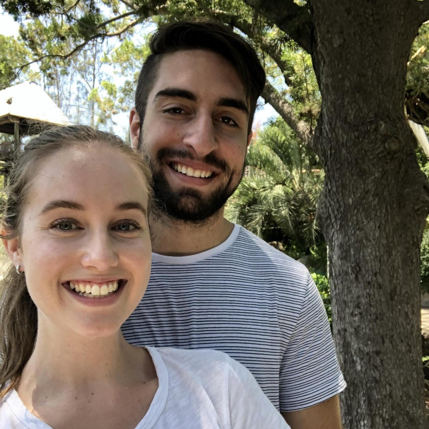 One of our first photos together! 
This is from a day trip to the San Diego Safari Park in July 2018.