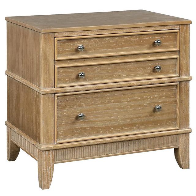 Knocbel Rustic 3-Drawer Nightstand, Solid Wood Sofa Side End Table Bedside Night Stand with Silver Finish Handles, 27.3" L x 17.3" W x 26" H (Hazel)