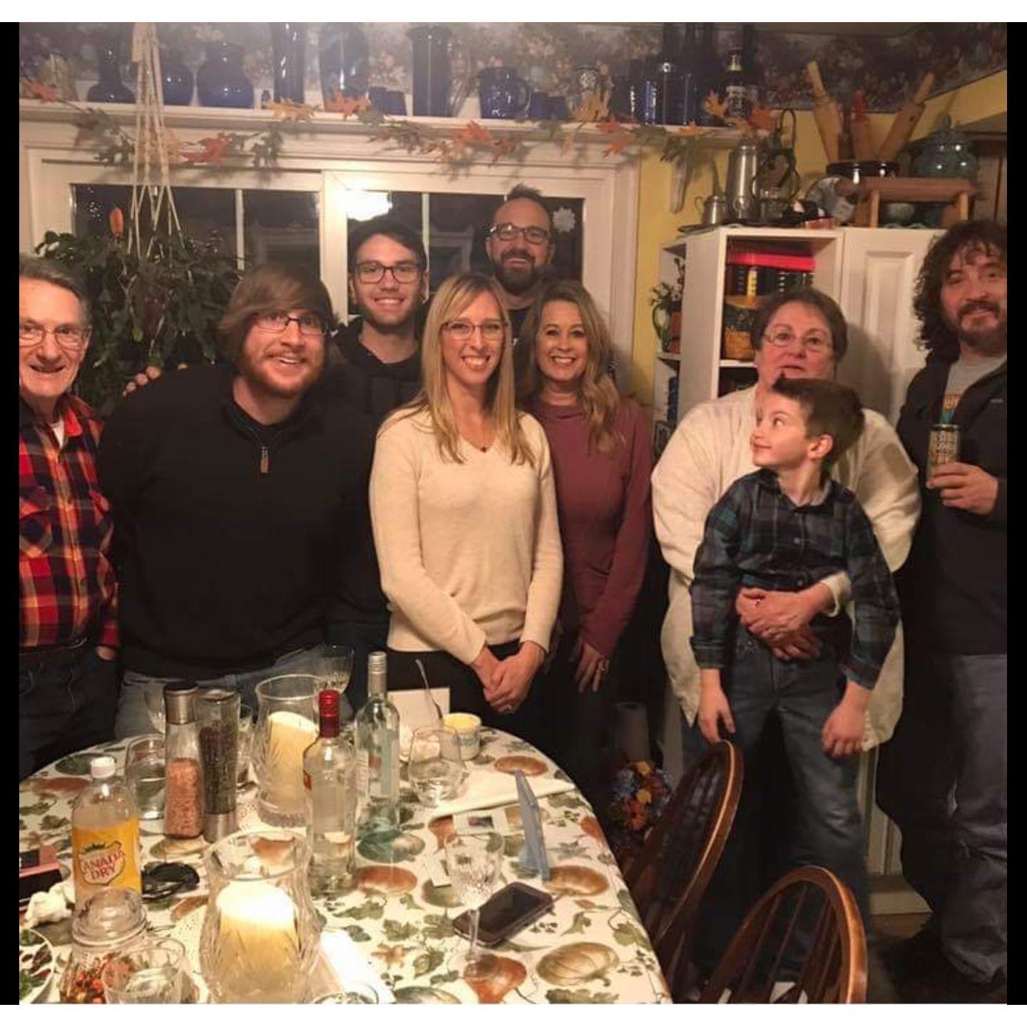The couple enjoying a dinner for Christmas with Aaron's family.