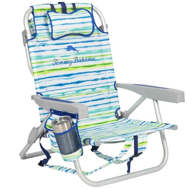 Tommy Bahama 2 Pack Backpack Beach Chair 5 Position Chair, Including Lay Flat (White Stripes)