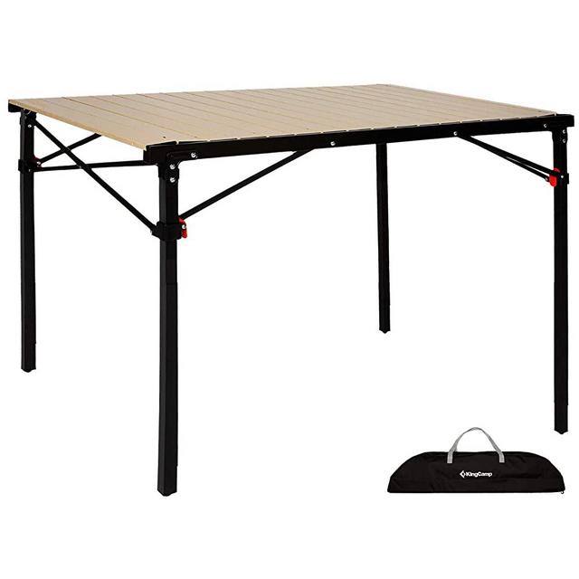 KingCamp Lightweight Aluminum Alloy Folding Table,Portable Strong Stable Roll up Table for 4-6 Person for Picnic, Camping, Barbecue and Backyard Party