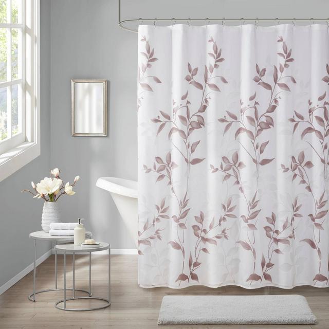 Rosalie Burnout Printed Shower Curtain Mauve