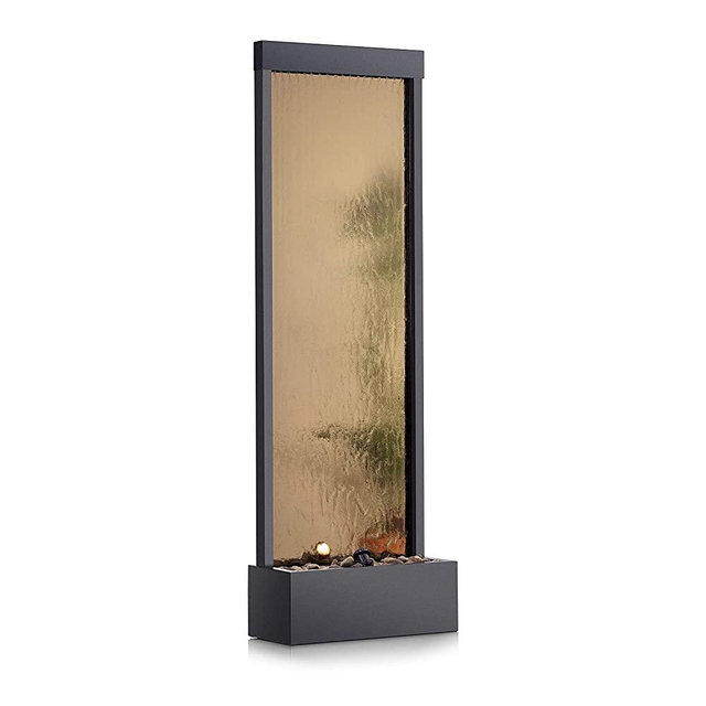 Alpine Corporation MLT100 Waterfall Fountain with Stones and Light, 72 Inch Tall, Bronze Mirror