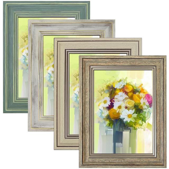 LUCKYLIFE 5x7 Picture Frame Set of 4, Rustic Farmhouse Picture Frames for Table or Wall Hanging