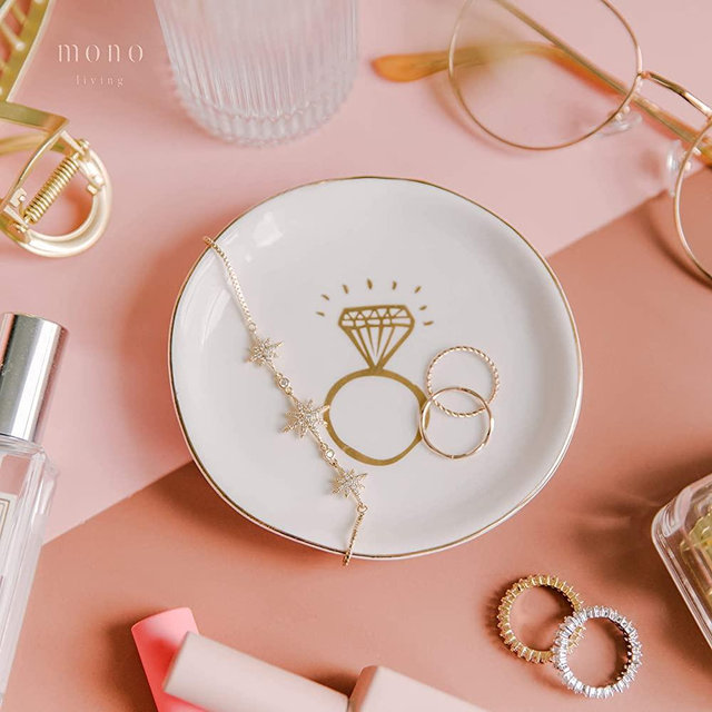 Mono Living Bride Gift Ring Gish Engaged Engagement Party Decorations Bride to be She Said Yes Gifts for Bride Bachelorette Wedding Gifts Jewelry Dish Fiancé Gifts for Her Wedding ring holder Mrs Gift Black Friday Cyber Monday Thanksgiving Christmas