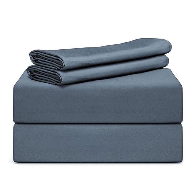 TAFTS Bamboo Sheets California King - 100% Pure Bamboo Viscose Sheets - 400TC Bamboo Bed Sheets - 4 Pieces - 17” Deep Pocket - Silk Feel, Cooling, Anti-Static, Hypoallergenic (Slate Blue)